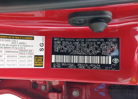 2021 Toyota Corolla Le from USA, damaged, VIN JTDVPMAE5MJ162757